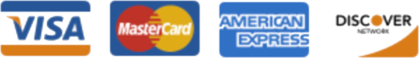 Payment methods accepted: Visa, MasterCard, American Express, and Discover credit cards